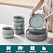 vancasso PLAYA Plates and Bowls Sets, 18 Pieces Light-Blue Dinnerware Sets for Kitchen, Reactive Glaze Dishes Set for 6, Dishwasher and Microwave Safe