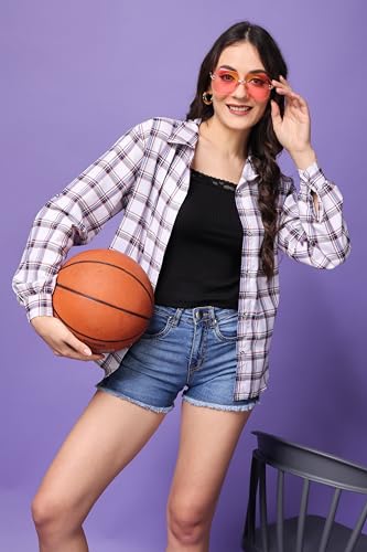 Image of POPWINGS Casual Checks Print Shirt for Women | Cotton Full-Sleeves Women Shirt | Summer Shirt for Women | Stylish Shirt for Women