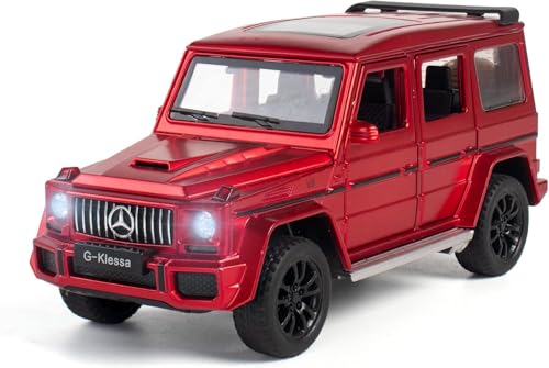 Image of 1:32 Scale Car Model Compatible Collectible Benz G63 AMG Diecast Toy Vehicle, Zinc Alloy Pull Back Toy Car with Sound and Light for Adults, Boys, and Girls (Red)