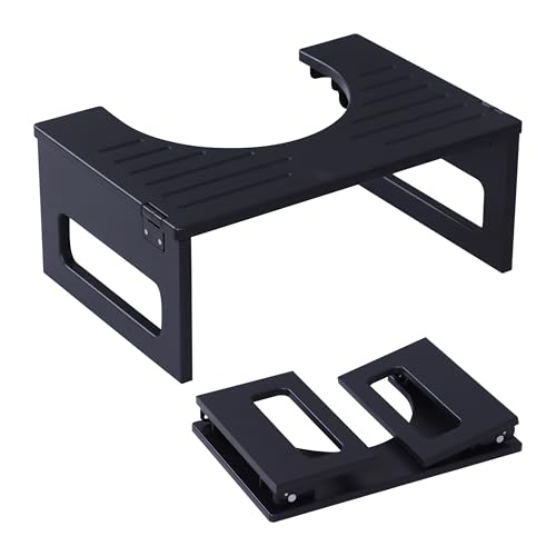 Tabouret WC pliable chic Relaxdays en bambou noir antidérapant 18cm