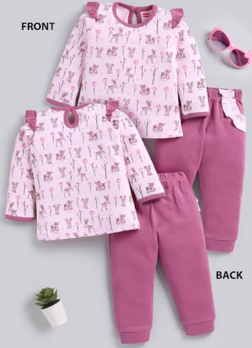 Image of LuvLap Baby Girls Regular Fit 100% Cotton Half Sleeves Girls Top CoSet Pack of 3