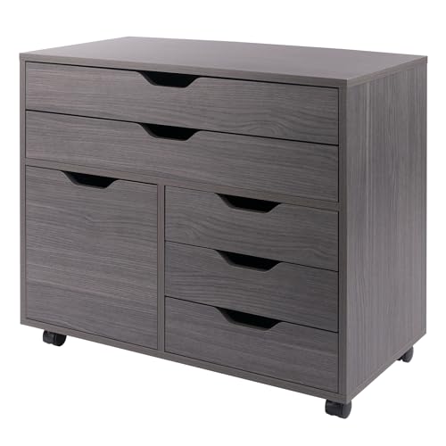 Image of Winsome Halifax Mobile Storage Cabinet with Doors & Drawers, Stylish & Functional Home Storage Cabinet for Filing, Kitchen Organization, Moveable Furniture for Office, Dorms, Apartments