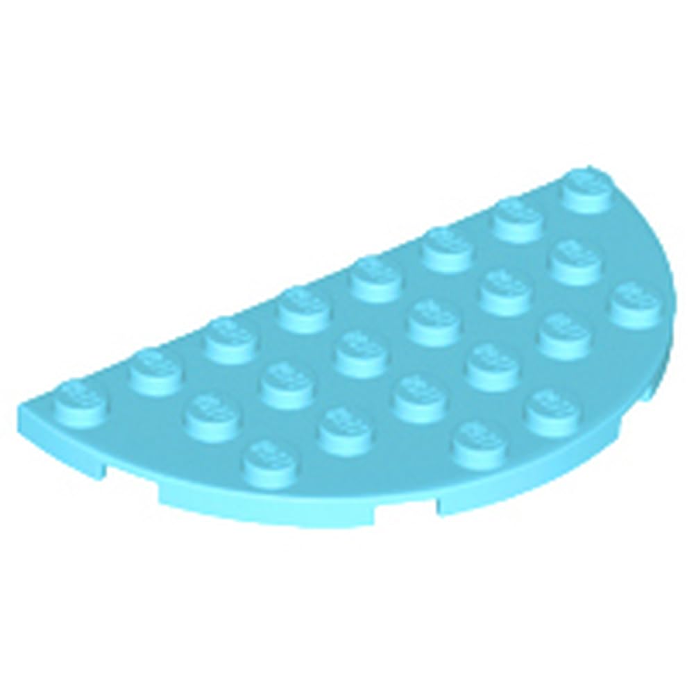 LEGO Plate, Round Half 4 x 8 Part 22888, Building Brick Component, Part 22888, Choose Your Colour (Medium Azure, 2, Bricks)