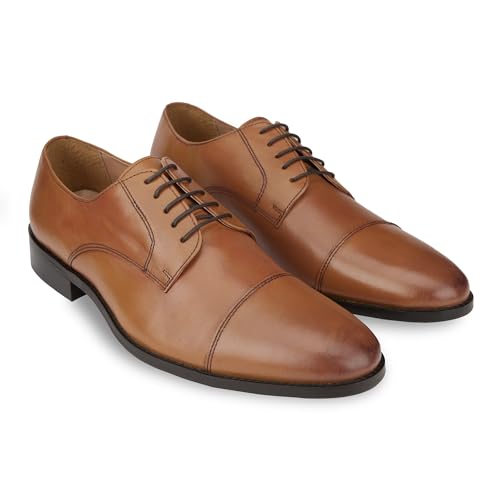 HATS OFF ACCESSORIES Men Genuine Leather Formal Derbys Tan (B0CYGYJXGQ) Amazon Price History, Amazon Price Tracker