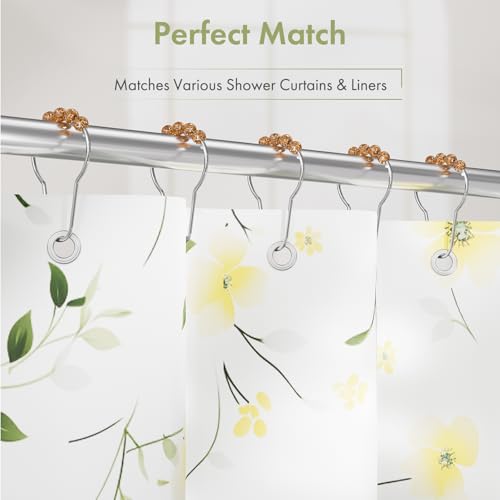 Image of Amazer Shower Curtain Hooks, Decorative Shower Curtain Hooks, Amber Shower Curtain Rings Rustproof Stainless Steel Shower Hooks for Shower Curtain Liner Shower Rod Hook 12pcs