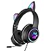 Produktbild Kettles Gaming Headset Cat Ohrkopfhörer mit RGB LED-Lichtmikrofon Stereo-Ton Glühen Über-Ohr-Gaming-Headsets für PS4, Xbox, Nintendo-Switch, PC, Mac, Laptop, PI (Color : Black)