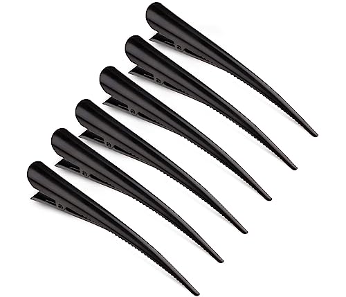 6 Pinzas para el Cabello,Broches Pinzas Cocodrilo Profesionales de Metal para el Pelo Duradera con Agarre Antideslizante y Dientes Grandes Anchos,Alligator Clips Pinzas Pelo Fuerte Antideslizante
