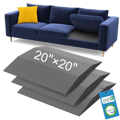 Sellmazon Couch Cushion Support for Sagging Seat - 20' x 20' High-Density Trapezoid 35D Foam Sofa Cushion Supports, Couch Supporter for Under The Cushions, Grey Set of 3