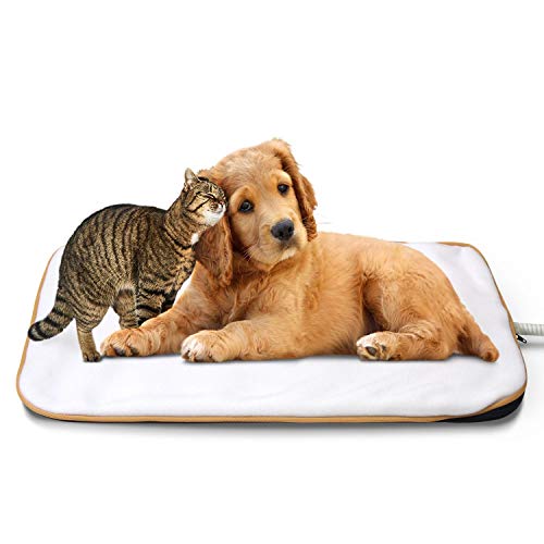 Fluffy Paws â€“ Indoor Pet Bed Warmer Electric Heating Pad with Cover | Dual Temperature & UL-Certified Dog Bed Heated Warmer | Medium Pet Bed Heater Measures 15.3 x 20.8 | White