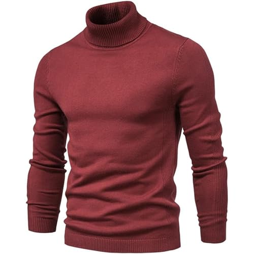 Maiyifu-GJ Men's Slim Fit Turtleneck Pullover Sweater Casual Basic Knitted Thermal Sweaters Long Sleeve Thermal Pullover2