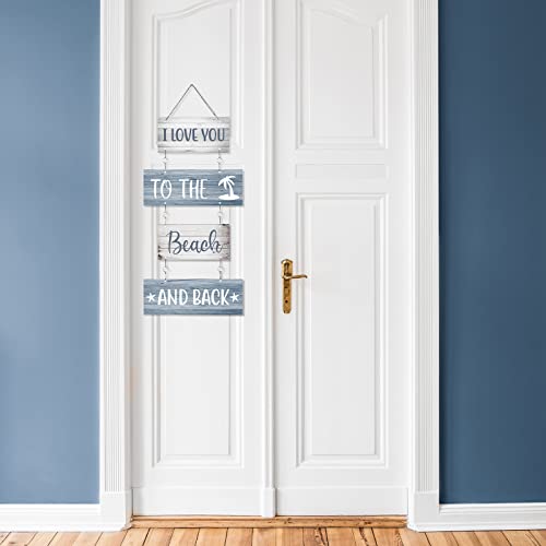 Hotop Beach Wall Hanging Decor Sign I Love You to the Beach and Back Wooden Bathroom Decor Metal Wall Art Signs Plaque Decorations for Home, Bathroom, Living Room, Bedroom and Dining Room - Image 5