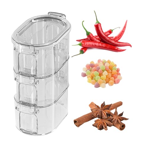 Huasean Contenedor De Sal,Organizador De Almacenamiento Transparente Reutilizable | Recipiente Para Azúcar Con Tapa | Para Baño Mesa Hornear Cocinar Comedor Condimentos Bar Estación De Café