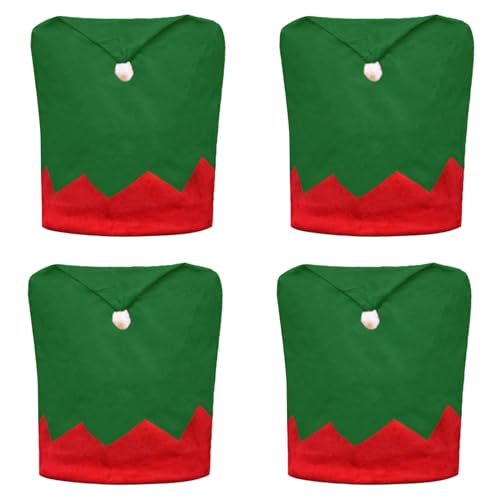 Psdndeww Christmas Chair Non-Woven Santa Hat Dining Back Seat Covers for 2024 New Year Party Kitchen Table Home Decorations