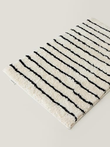 Tapete decorativo negro y crema de microfibra 75x45 cm miniatura 6