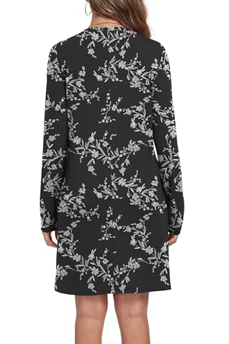 Women's Fall Casual Long Sleeve Crew Neck Dresses Fashion Outfits Cozy Swing with Pockets4