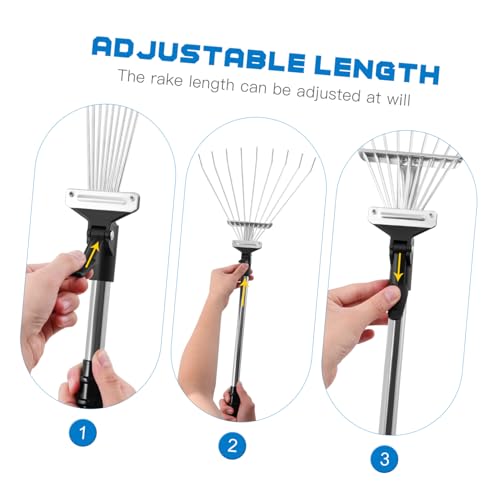 Rastrillo ajustable para hojas con mango retráctil metálico miniatura 3