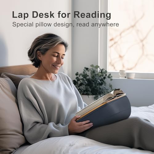 Image of ERGONOV Lap Beanbag Book Stand for Hands Free Reading Comfortable Reading Pillow Stand Minimize Neck Strain Perfect Idea for Book Lovers in Dorm Room or Anywhere Else with Bookseat(Gray)
