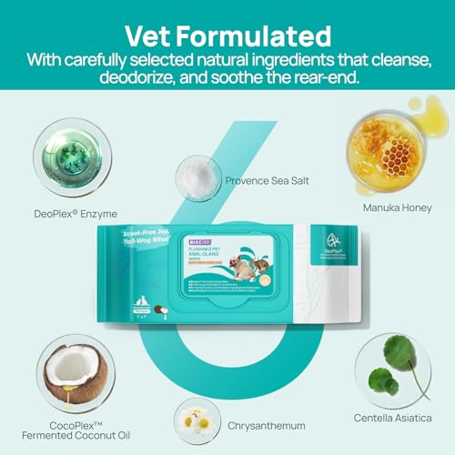 HICC PET Wipes for Dogs & Cats, Vet Recommended Cleaning Deodorizing & Soothing Allergy Infections Anal Gland Wipes with Coconut Oil, Dog Wipes for Butt Paw, Removers Odor & Stain for Small Animal - Image 4