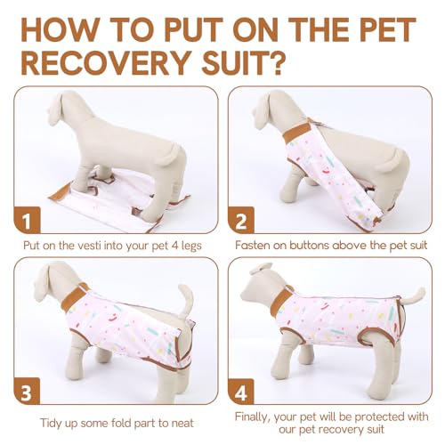 Image of SAWMONG Recovery Suit for Dogs Female Male, Breathable Dog Onesie Body Suit After Surgery Spay Neuter, Professional Pet Surgical Suit, Substitute E-Collar Cone (Pink, 2XL)