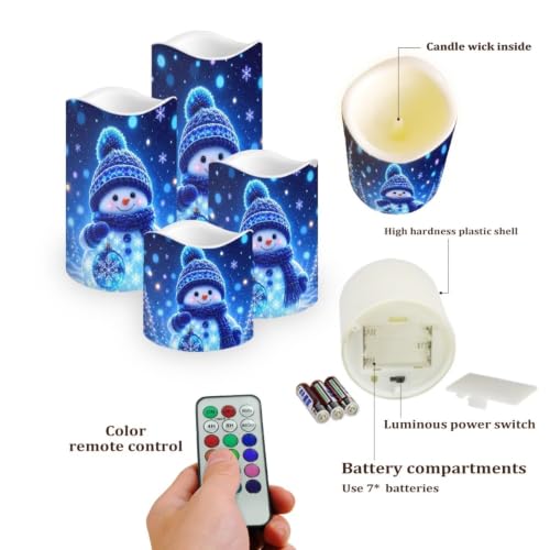 Image of Snowman LED Flameless Candles Set of 4
