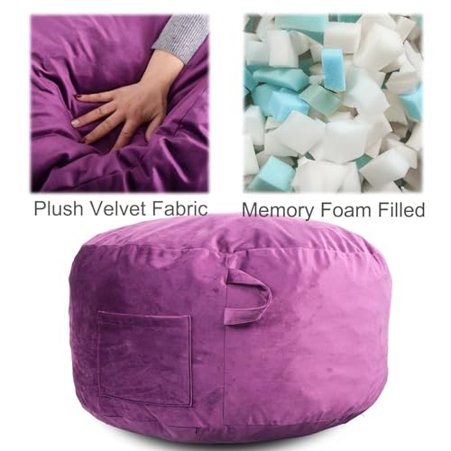 Image of Bean Bag Chairs, Memory Foam Stuffing Bean Bag Chair for Adults /Teens /Kids, Velvet Lazy Sofa Furniture with Removable High-Rebound Memory Foam for Living Room Bedroom College Dorm