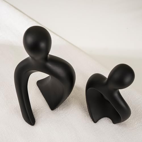 Escultura Abstracta Negra de Pareja Abrazándose miniatura 4