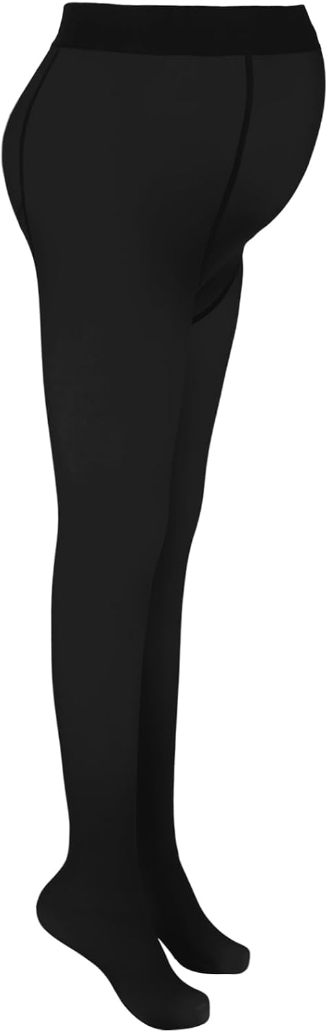 Bonuci Maternity Pantyhose Winter Pregnancy Fleece Lined Tight Women Stretchy Opaque High Waist Thickened Legging