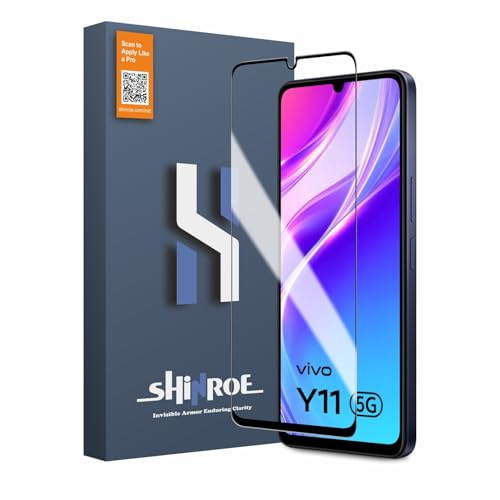 Image of Tempered Glass for Vivo Y11 and Vivo Y21 (6.74 Inch) - Military Grade 9H Screen Guard, Anti-Scratch, Shatterproof, Edge to Edge Full Coverage - Black Border