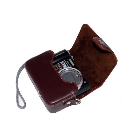 BV & Jo Hard PU Leather Case Compatible with Panasonic Lumix TZ57 TZ55 TZ40 SZ10, Canon SX620 SX610,S120, IXUS 285 275 180 175,NIkon A10 Sony W800 WX350 Cameras(Brown) Cover