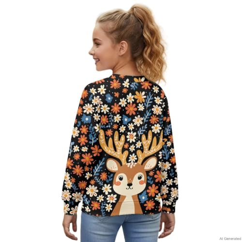 Image of Girls Cardigans Sweater Long Sleeve Crew Neck Button Down Sweaters School Outerwear for Kids Fall Winter Tops