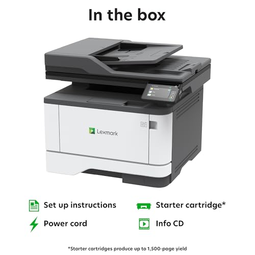 Image of Lexmark MX331adn Black and White All-in-One Printer with Touchscreen, Laser Device with Optional Wireless Connection, Duplex Printing and Analogue Fax (3-Series) (29S0150)