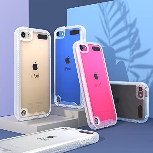 IDYStar Compatible with iPod Touch 7th Generation Case,2 in 1 Shockproof iPod Case with Screen Protectors,Hybrid Slim Fit Protection Shock Resistant Cover for iPod Touch 5/6/7th Generation,Clear