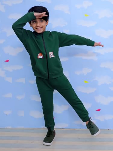 Image of The Mom Store Kids Sweatshirt With Joggers Set| Cotton With French Terry | Cute Prints | Warm | For Boys & Girls | Trendy Winter Sets For Kids | Hoodie And Sweatpant Set
