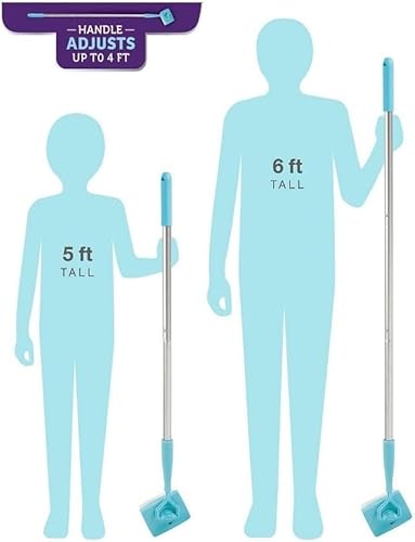 Miniatura 6 de Herramienta limpiadora de zócalos con asa, 5 almohadillas de limpieza reutilizables por fregona sin doblar, herramienta limpiadora de zócalos de