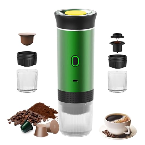 Umisu Máquina de Café Portátil, Cafetera Espresso 3 en 1 Eléctrica Portátil Expreso Recargable para Cápsulas Pequeñas o Grandes y Café Molido para Oficina Viaje Camping (Verde) Umisu Máquina de Café Portátil, Cafetera Espresso 3 en 1 Eléctrica Portátil Expreso Recargable para Cápsulas Pequeñas o Grandes y Café Molido para Oficina Viaje Camping (Verde)