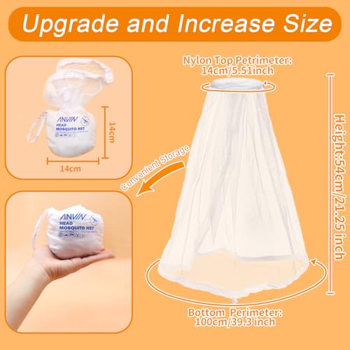 Anvin Mosquito Head Net Bug Hood para Pesca, Camping, Jardinería Sombrero Compatible Insect Shield Cubierta Transpirable de Malla para Cara contra Insectos y Mosquitos (3 Piezas, Diseño Mejorado de Una Sola Pieza, Blanco) miniatura 3