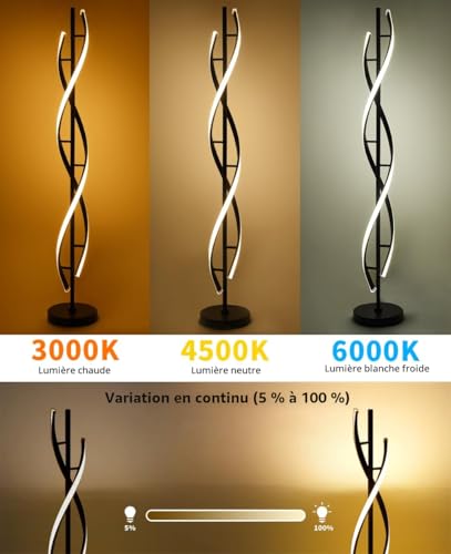 Lampadaire LED dimmable 30W noir design moderne hte performance - 2
