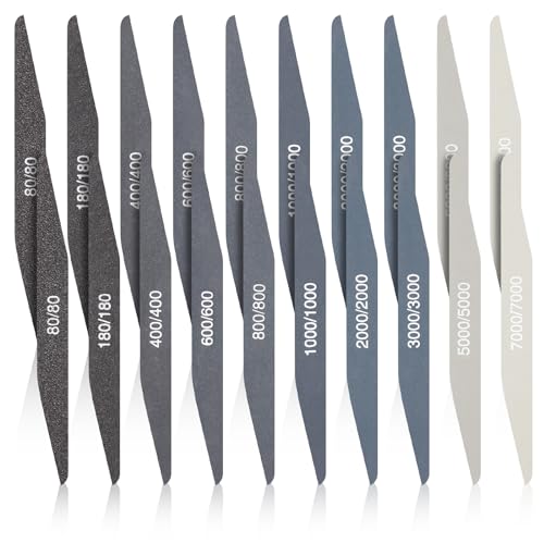 Honoson 20 Pcs Sanding Sticks for Plastic Models Polishing Sticks Assorted Metal and Wood Sanding Tools Accessory for Model Craft Amateur Beginner (Low Grits Rating,Double Angle Shape)