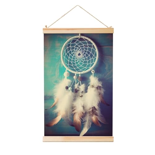 Attrape-rêves blanc poster suspendu en bois pour créer une chambre bohème chic