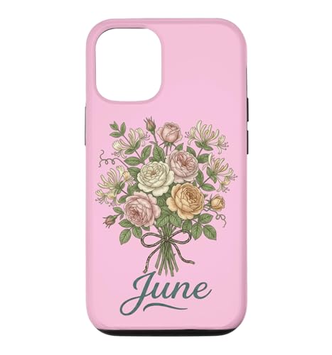 June Birth Flower Rose & Honeysuckle Floral Birthday �X�}�z�P�[�X iPhone 12/12 Pro �p