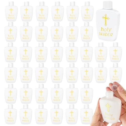 40 Pcs Holy Water Bottles Bulk, 2oz Small Holy Water Bottle Plastic Holy Water Empty Containers Reusable for Catholic Church Baptism Baby Shower First Communion Holy Week Activities or Daily Prayer