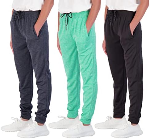 3 Pack Boys Girls Youth Active Teen Mesh Boy Sweatpants Joggers Running Basketball School Track Pants Athletic Workout Gym Apparel Training Jogger Fit Kid Clothing Casual Pockets - Set 8,XL(18-20)
