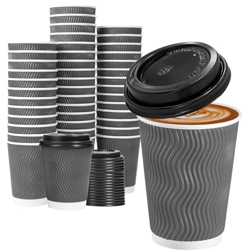Lamosi 50 Pack - 12 oz Insulated Disposable Coffee Cups