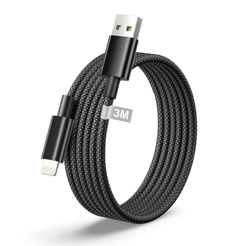 Keasen iPhone Ladekabel, MFi Zertifiziert Lightning Kabel 3M ladekabel iPhone Kabel Schnellladekabel Nylon Fast USB Lightning Kabel für iPhone 14 13 12 11 Pro Max Mini XS XR X 8 7 6 6s Plus 5 SE,iPad