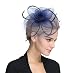 Urban CoCo Women's Vintage Flower Feather Mesh Net Fascinator Hair Clip Hat for Party Wedding (Navy blue)