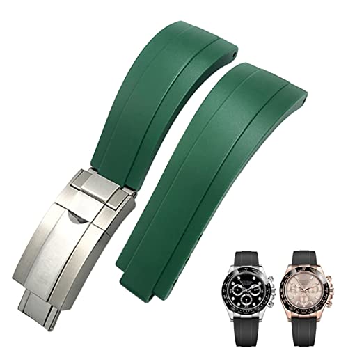 Bracelet de montre en caoutchouc 20mm vert silicone souple style Oysterflex