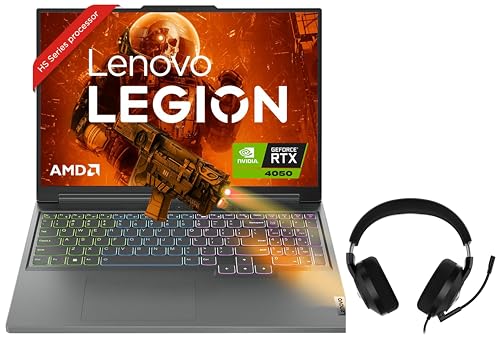 Image of Lenovo Legion Slim 5 AMD Ryzen 7 7840HS 16 inch (40.64cm) WQXGA-IPS 144Hz 300Nits Gaming Laptop (16GB /512GB SSD /Win 11 /Office 2021 /NVIDIA RTX 4050 8GB /Storm Grey /2.4Kg), 82Y9009KIN + H200 Gaming Headset