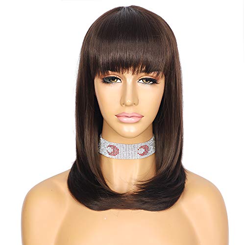 Wigoddess No Lace Wig Long Big wave Wig With Bangs, Simulated Scalp Wig, Daily Makeup Party Wig Perruque Heat Resistant