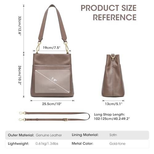 Image of Kattee Leather Handbags for Women 2026, Soft Shoulder Tote Crossbody Purses Bucket Bags with 2 Detachable Straps