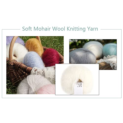 26g/rol zachte Angora Mohair garen wol breigaren voor kleding sjaals pullover sjaal hoeden en knutselprojecten bevatten haakwerk (lichtblauw